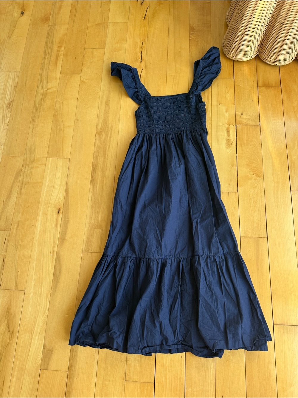 Navy Ruffle Strap Maxi Dress